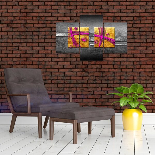 Obraz farebných štvorcov na čiernom pozadí (90x60 cm)