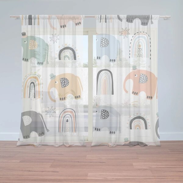 Sablio Záclony Animovaní Slony: 2ks 150x250cm