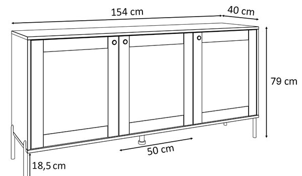 KOMODA THEO S VIEDENSKÝM VÝPLETOM DUB PUCCINI 154 cm