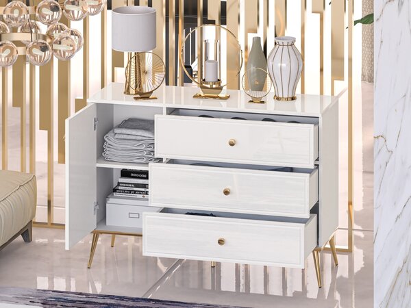 KOMODA BELLINI BIELY VYSOKÝ LESK 120 cm