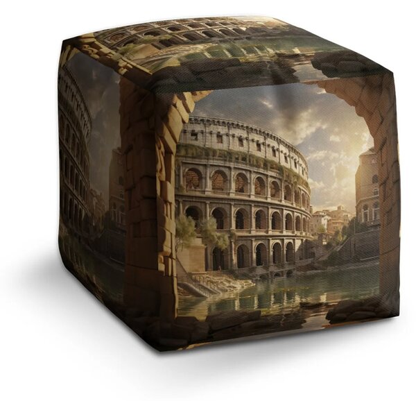 Sablio Taburet Cube Rím Koloseum Art - 40x40x40 cm