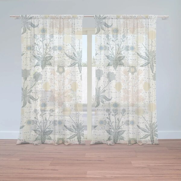 Sablio Záclony Sivé kvetiny: 2ks 150x250cm
