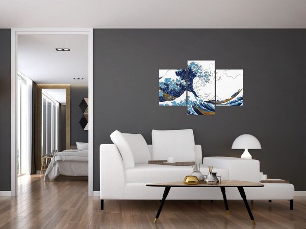 Obraz - Japonská kresba, vlny (90x60 cm)