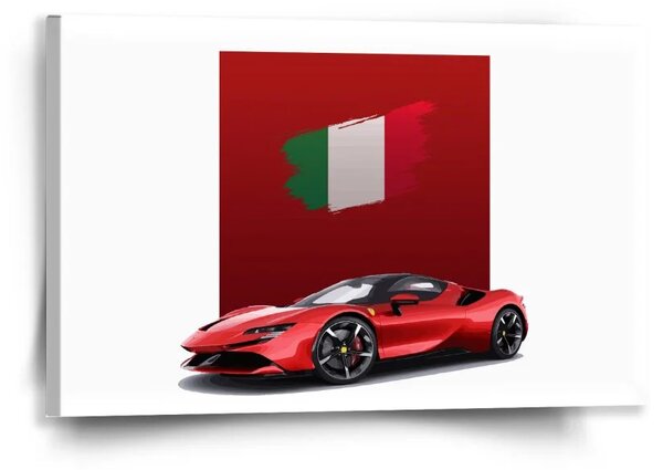 Sablio Obraz Ferrari Talianska vlajka na červenom bloku - 60x40 cm