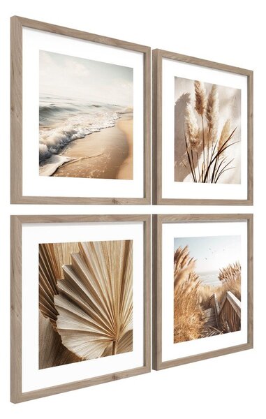 Tlačené obrazy v súprave 4 ks s rámom 30x30 cm Boho Dreams – Styler