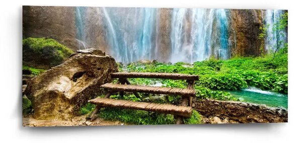 Sablio Obraz Posedenie pri vodopáde - 110x50 cm