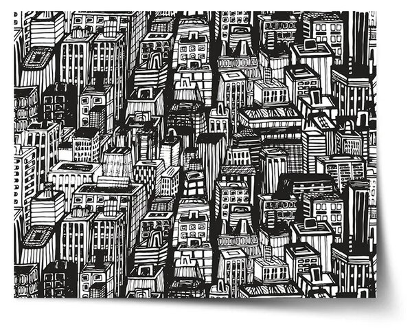 Sablio Plagát Kreslené mrakodrapy - 60x40 cm