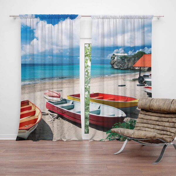 Sablio Záves Loďky na pláži: 2 ks 140x250 cm