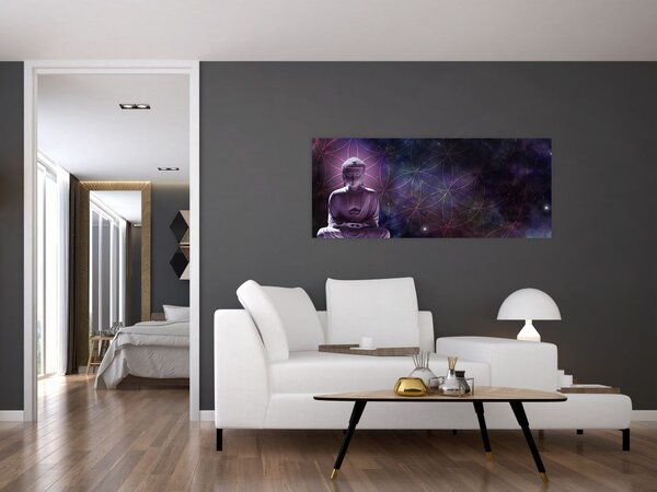 Obraz - Budha s kvetmi života (120x50 cm)