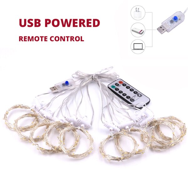 Bezdoteku LEDSolar 300 Vianočná reťaz 30m USB s háčikmi, 300 LED, diaľkové ovládanie, Multicolor