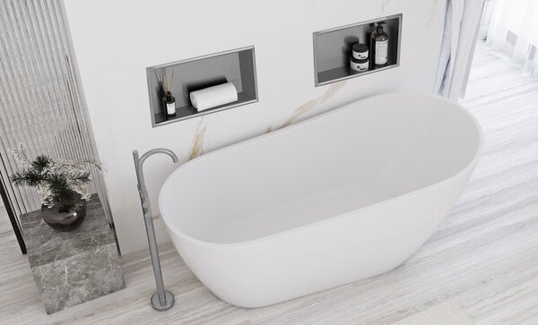 Rea Rea, nerezová vstavaná polica s golierom 450x300x100 mm, oceľová, REA-05601