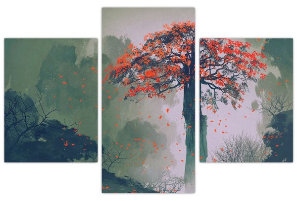 Obraz osamoteného červeného stromu (90x60 cm)