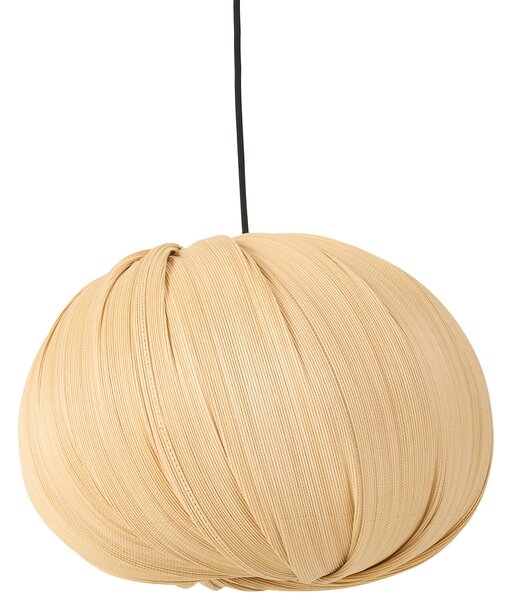 Závesná lampa prírodná bambus guľatý tvar tienidla rustikálny boho japandi štýl obývacia izba jedáleň