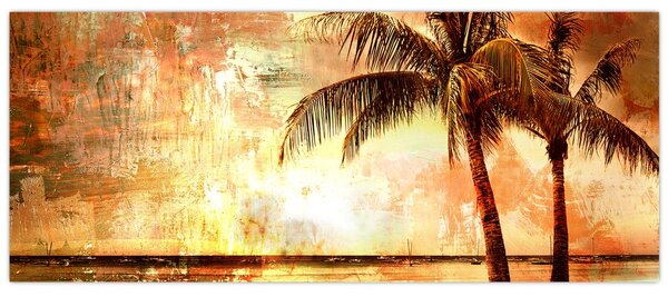 Obraz - Palmy na pláži (120x50 cm)