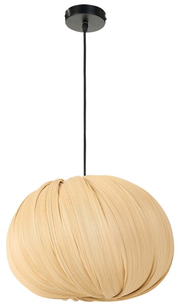 Závesná lampa prírodná bambus guľatý tvar tienidla rustikálny boho japandi štýl obývacia izba jedáleň