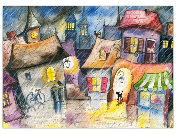 Obraz - Daždivý večer (70x50 cm)