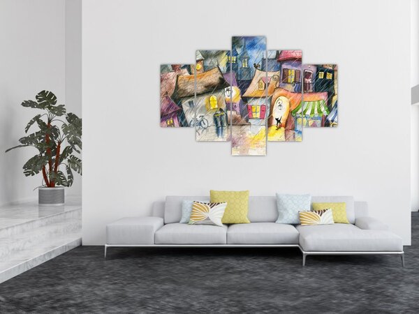 Obraz - Daždivý večer (150x105 cm)