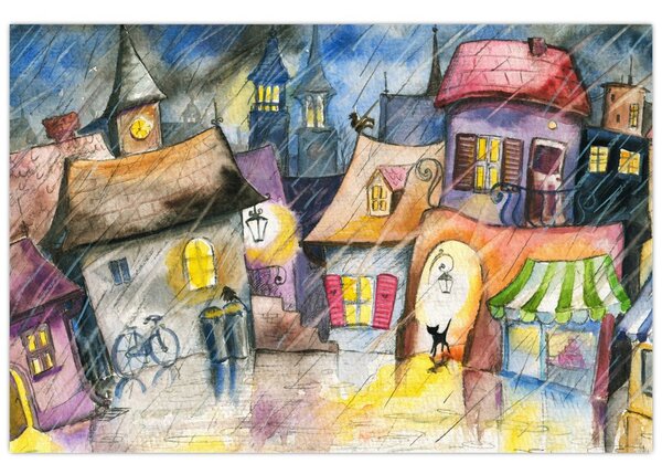 Obraz - Daždivý večer (90x60 cm)
