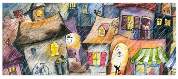 Obraz - Daždivý večer (120x50 cm)