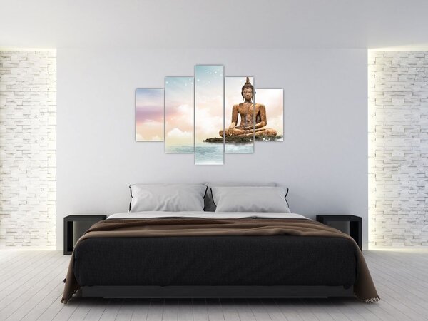 Obraz - Budha dozerajúci na zemi (150x105 cm)