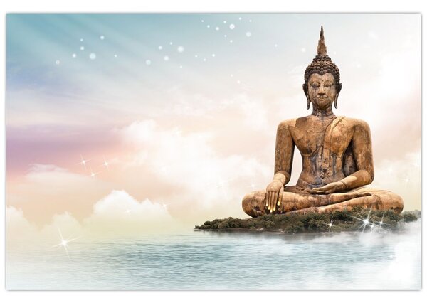 Obraz - Budha dozerajúci na zemi (90x60 cm)