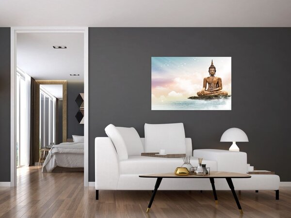Obraz - Budha dozerajúci na zemi (90x60 cm)