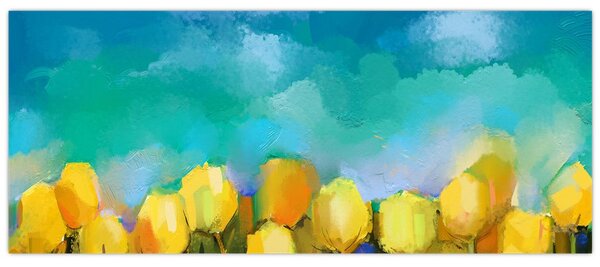 Obraz žltých tulipánov (120x50 cm)