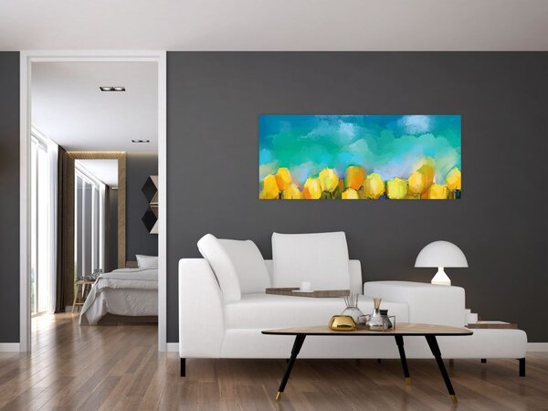 Obraz žltých tulipánov (120x50 cm)