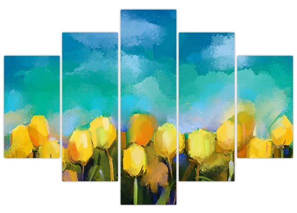 Obraz žltých tulipánov (150x105 cm)