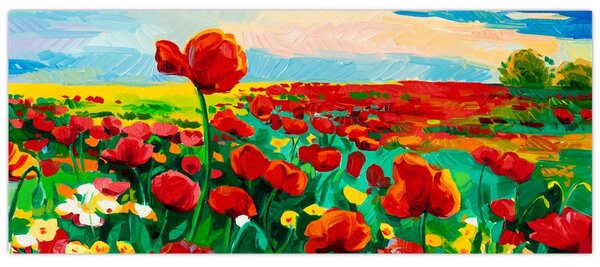 Obraz poľa s vlčími makmi (120x50 cm)