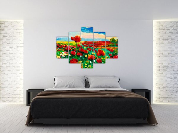 Obraz poľa s vlčími makmi (150x105 cm)