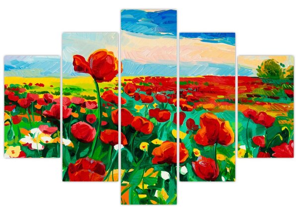 Obraz poľa s vlčími makmi (150x105 cm)