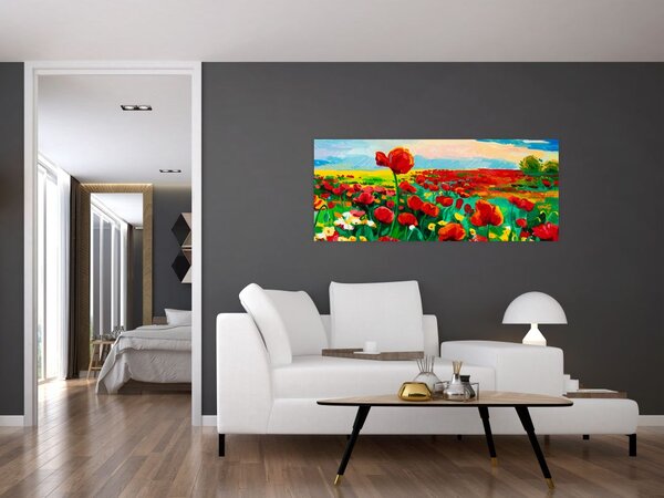 Obraz poľa s vlčími makmi (120x50 cm)