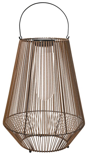 Solárny lampáš prírodný s LED syntetický materiál energeticky úsporný rustikálny boho štýl