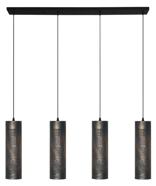 Závesné svietidlo Forato, dĺžka 120 cm, hnedá farba, 4 svetlá, kov