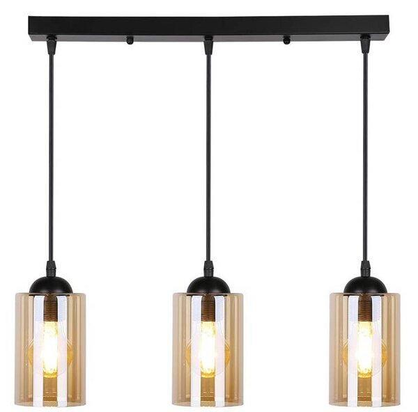 Čierno-hnedý závesný luster Bistro pre žiarovku 3x E27 – LED lustre a svietidlá > Kolekcie svietidiel > Kolekcia svietidiel BISTRO
