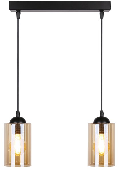 Čierno-hnedý závesný luster Bistro pre žiarovku 2x E27 – LED lustre a svietidlá > Kolekcie svietidiel > Kolekcia svietidiel BISTRO