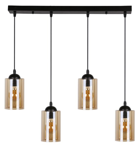 Čierno-hnedý závesný luster Bistro pre žiarovku 4x E27 – LED lustre a svietidlá > Kolekcie svietidiel > Kolekcia svietidiel BISTRO