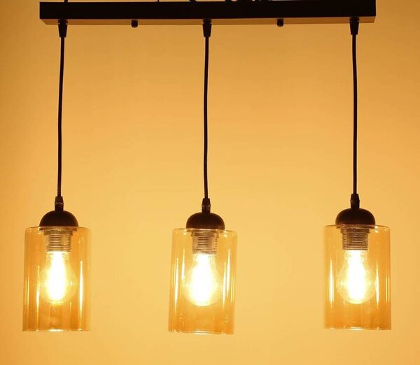 Čierno-hnedý závesný luster Bistro pre žiarovku 3x E27 – LED lustre a svietidlá > Kolekcie svietidiel > Kolekcia svietidiel BISTRO