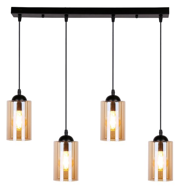 Čierno-hnedý závesný luster Bistro pre žiarovku 4x E27 – LED lustre a svietidlá > Kolekcie svietidiel > Kolekcia svietidiel BISTRO