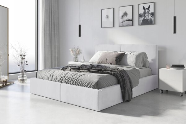 BMS GROUP Čalúnená posteľ HILTON 120x200cm výklopná biela