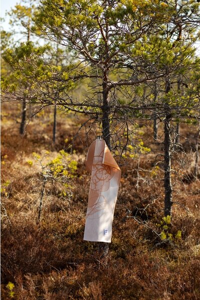 Ľanová utierka Muurain 46x70, bielo-oranžová