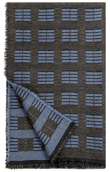 Vlnená deka Töölö 140x180, čierno-modrá