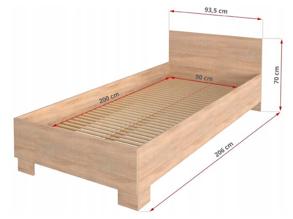 Posteľ 90x200 Svend - dub sonoma