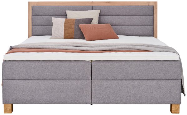 BOXSPRINGOVÁ POSTEĽ, 180/200 cm, sivá, dub artisan Carryhome - Postele