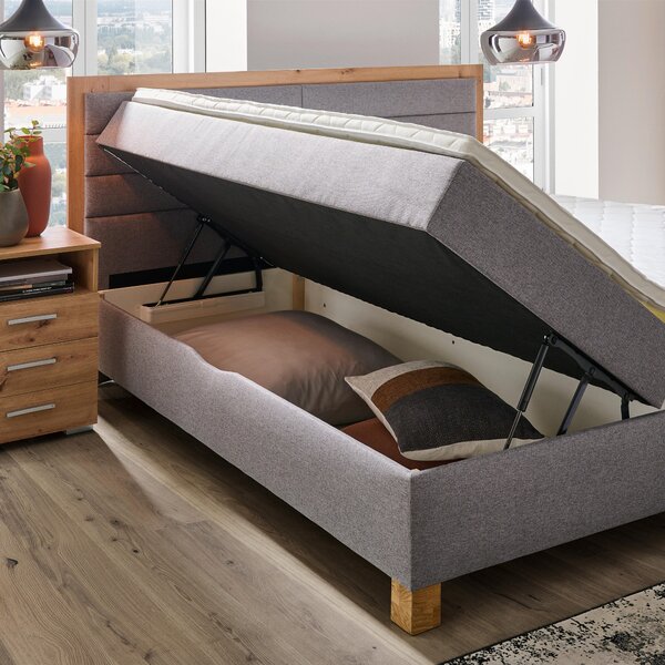 BOXSPRINGOVÁ POSTEĽ, 180/200 cm, sivá, dub artisan Carryhome - Postele