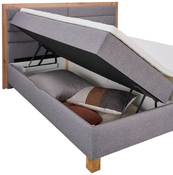 BOXSPRINGOVÁ POSTEĽ, 180/200 cm, sivá, dub artisan Carryhome - Postele