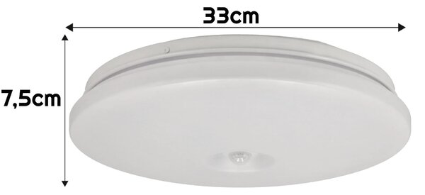 ECOLIGHT LED stropné svietidlo - PIR - 18W - IP44 - neutrálna biela