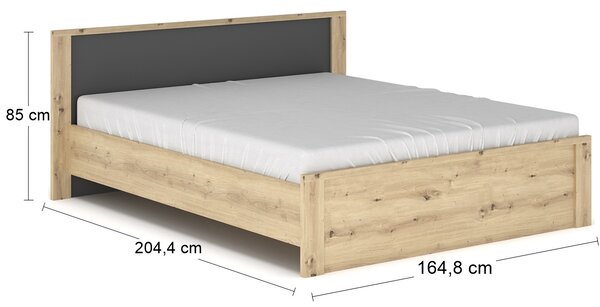 Manželská posteľ s roštom Daicos LB-140 140x200 cm - dub artisan / sivá