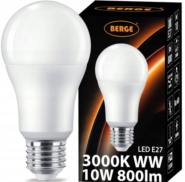 LED žiarovka - E27 - 10W - 800Lm - teplá biela BERGE